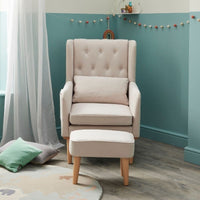 Thumbnail for Babymore Lux Nursing Chair with Footstool Cream