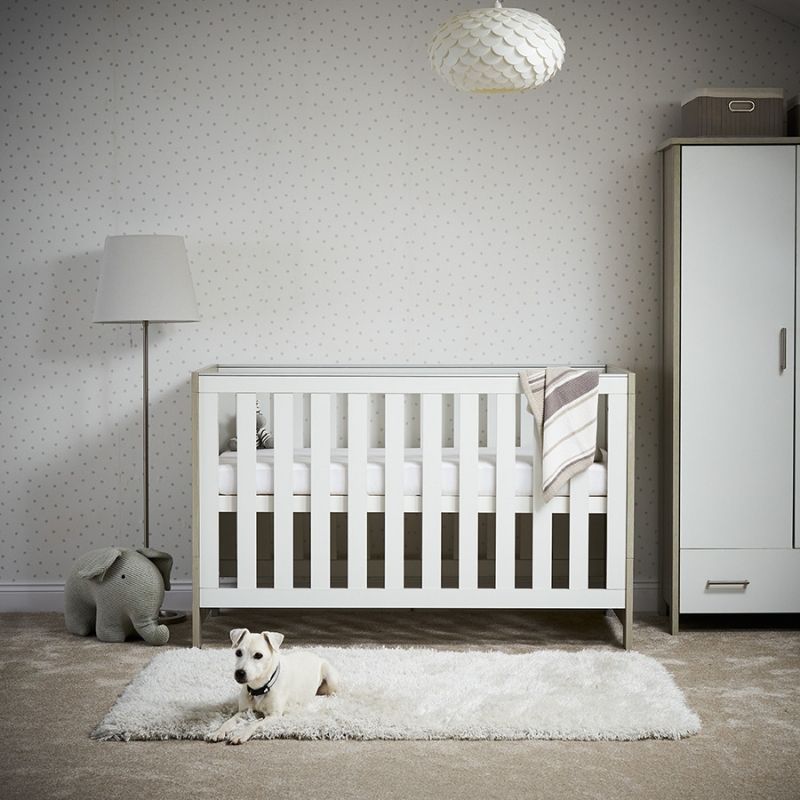 Obaby Nika Cot Bed Grey Wash & White