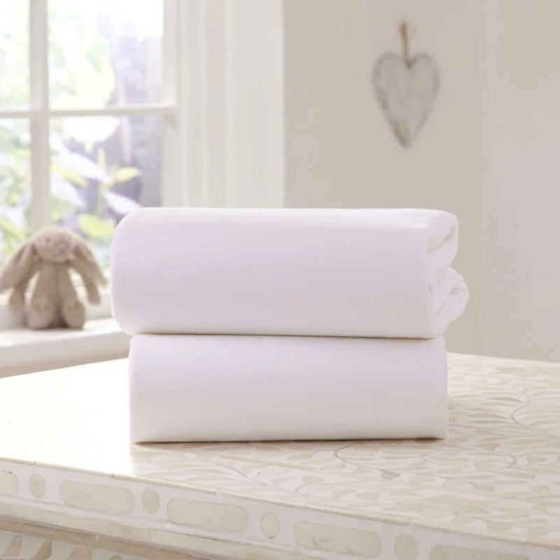 Clair de Lune 2 Pack Moses Basket Sheets - White