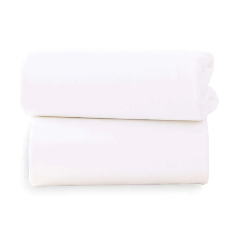 Clair de Lune 2 Pack Moses Basket Sheets - White