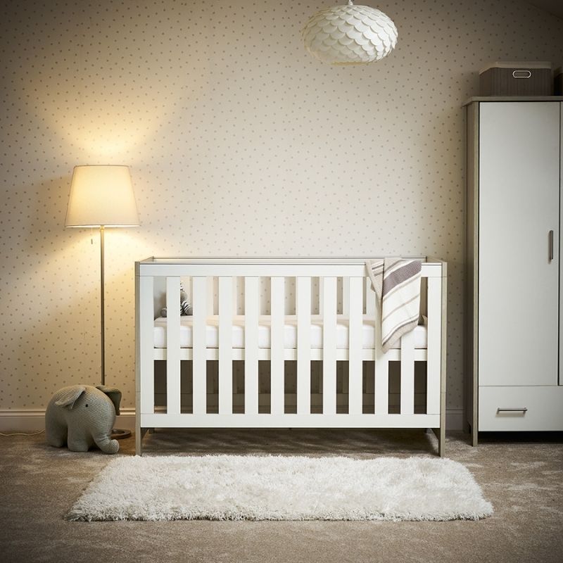 Obaby Nika Cot Bed Grey Wash & White