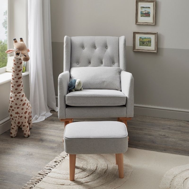 Babymore Lux Nursing Chair with Footstool Grey