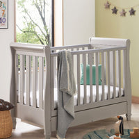 Thumbnail for Babymore Eva Sleigh Mini Cot Bed Drop side with Drawer Grey