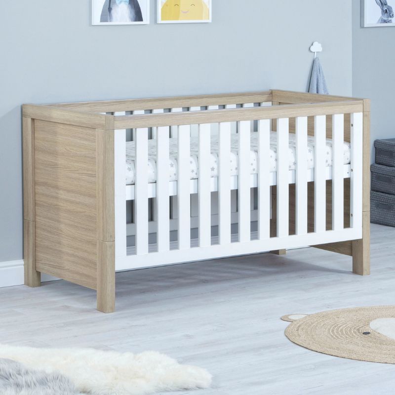 Babymore Luno Cot Bed Oak White