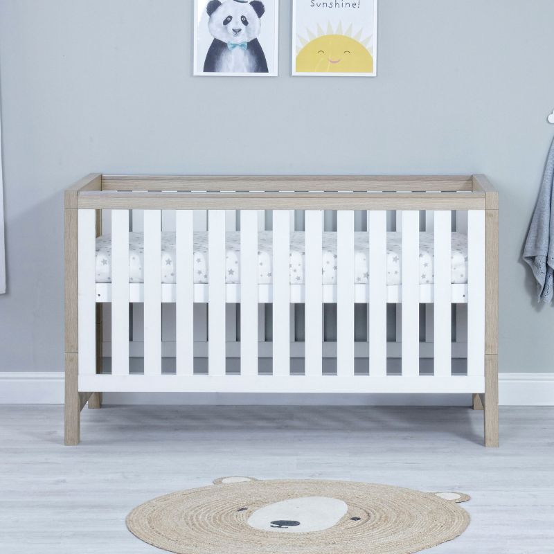 Babymore Luno Cot Oak White - No Drawer