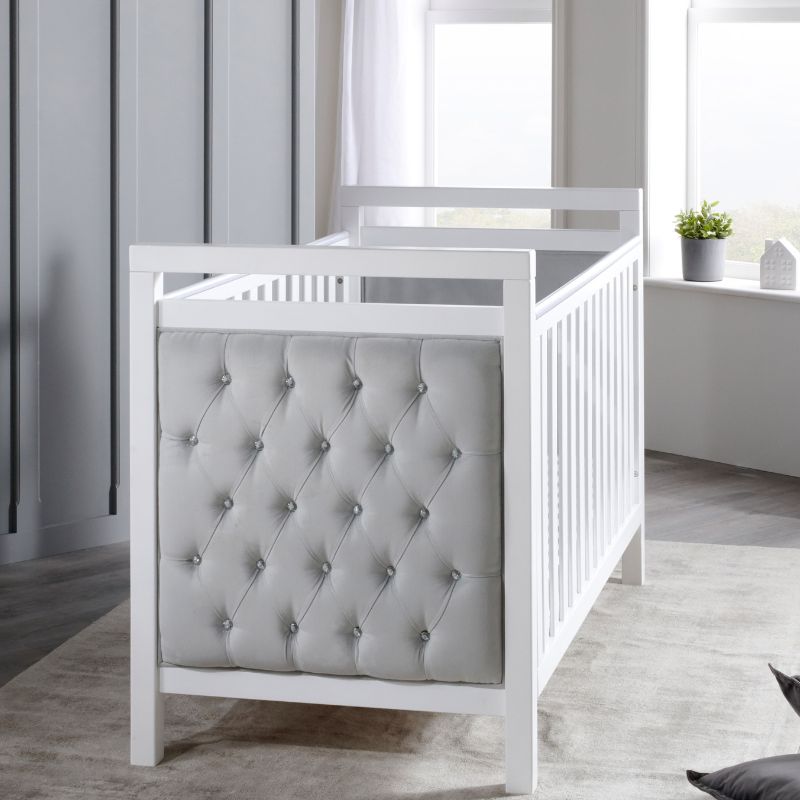 Babymore Velvet Deluxe Cot Bed – White - BABY STORE UK