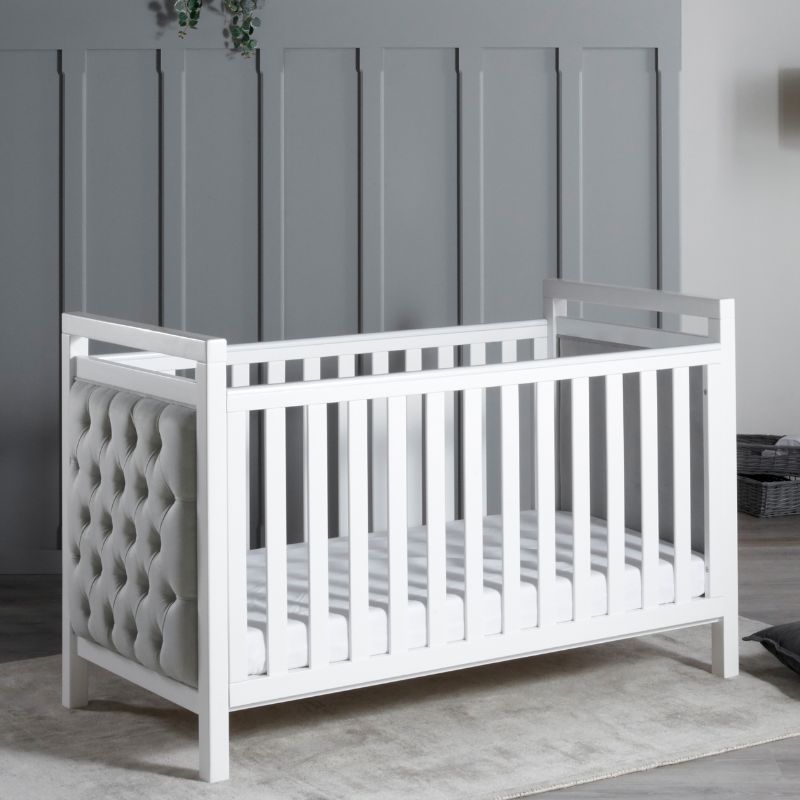 Babymore Velvet Deluxe Cot Bed – White - BABY STORE UK