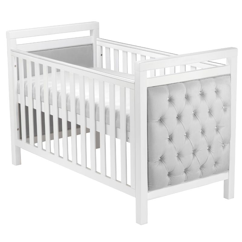 Babymore Velvet Deluxe Cot Bed – White - BABY STORE UK