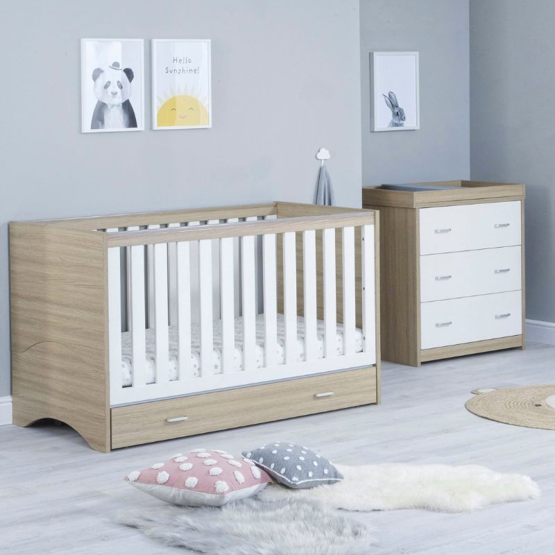 Babymore Veni 2 Piece Room Set Oak White + Drawer