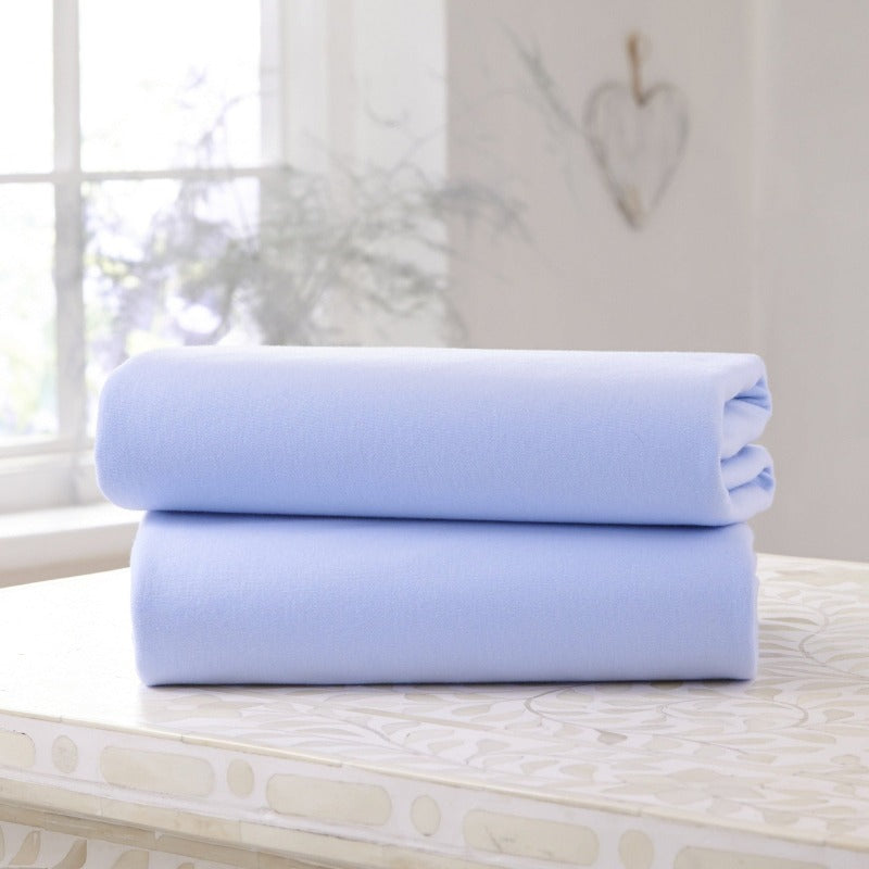 Clair de Lune 2 Pack Moses Basket Sheets - Blue