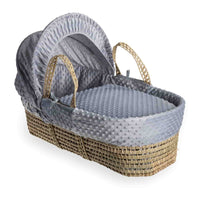 Thumbnail for Clair de Lune Dimple Palm Moses Basket With Natural Folding Stand Grey