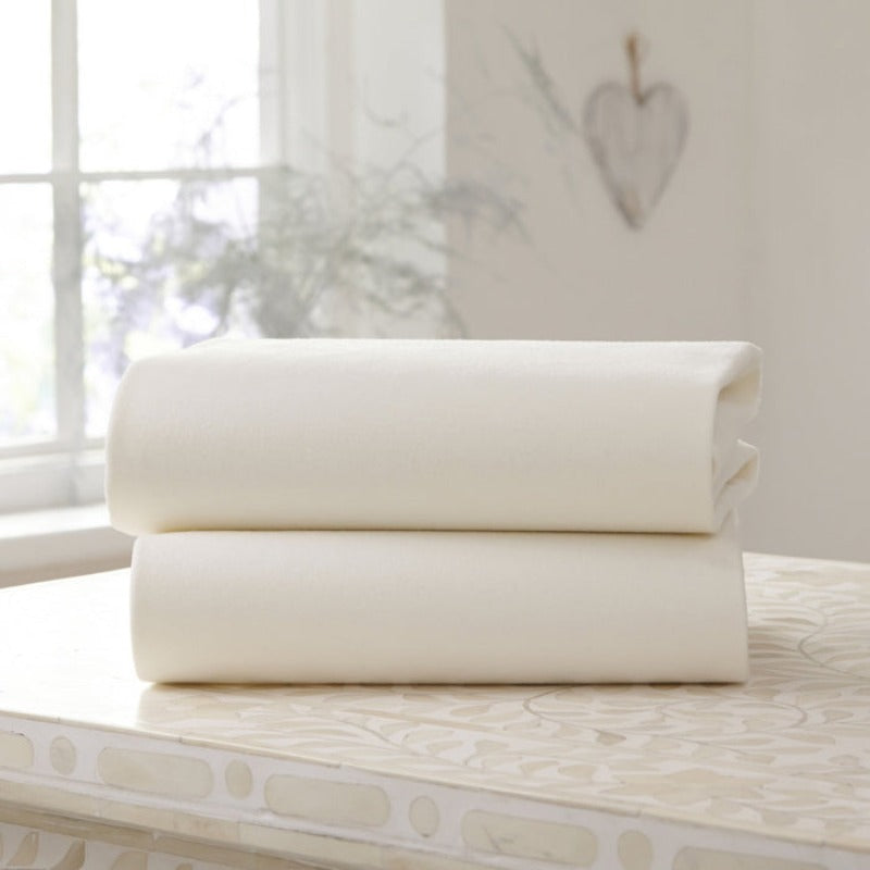 Clair de Lune 2 Pack Moses Basket Sheets - Cream