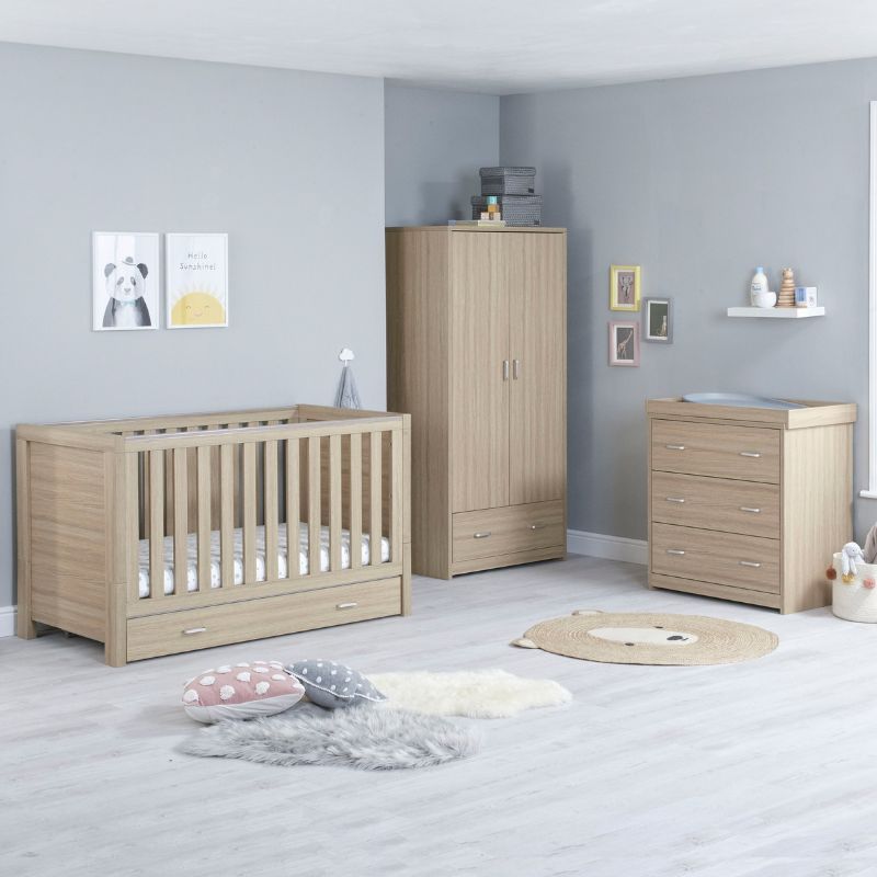 Babymore Luno 3 Piece Oak + Drawer