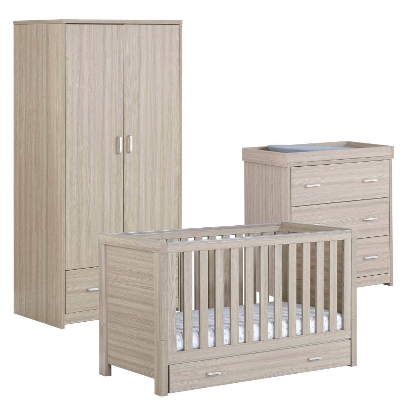 Babymore Luno 3 Piece Oak + Drawer