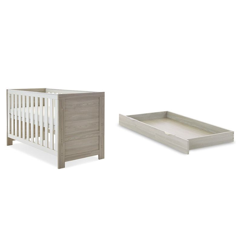 Obaby Nika 3 Piece Set Grey Wash & White + Under Drawer