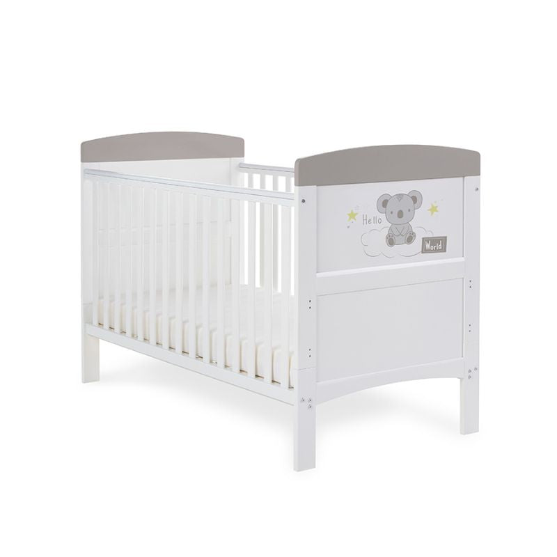 OBaby Grace Inspire Cot Bed - Hello World Koala Grey