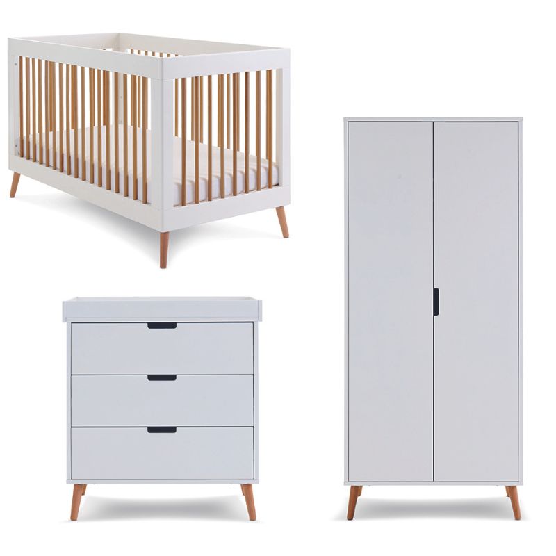 Obaby Maya 3 Piece Room Set White with Natural