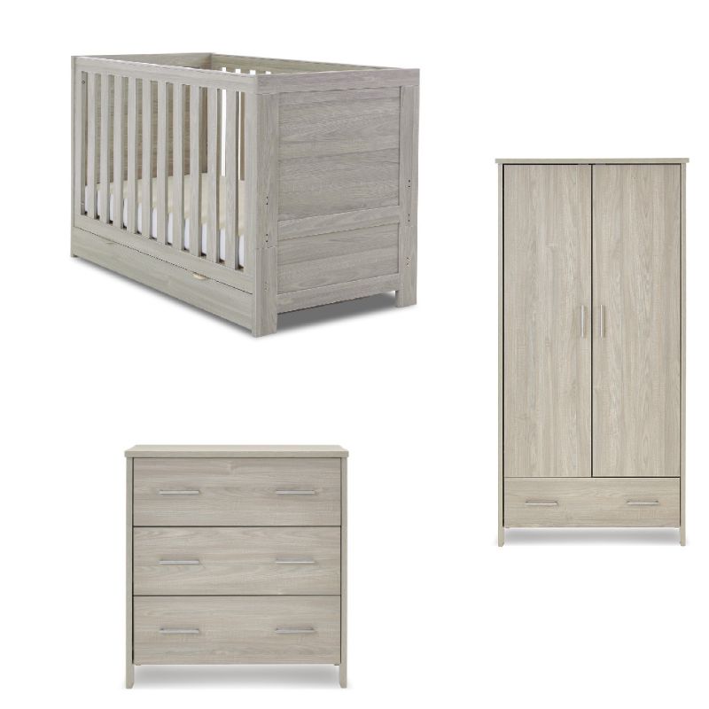 Obaby Nika 3 Piece Set Grey Wash + Under Drawer