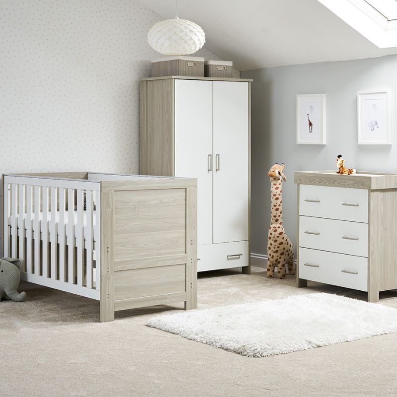 Obaby Nika 3 Piece Set Grey Wash & White + Under Drawer