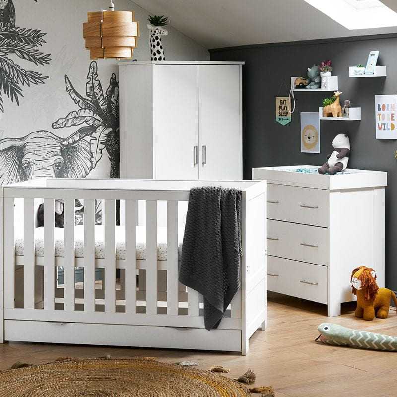 Obaby Nika 3 Piece Set White Wash + Under Drawer