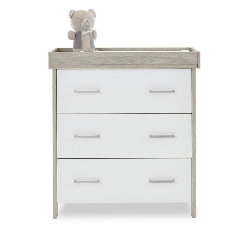 Obaby Nika Drawers Grey Wash & White + Under Drawer