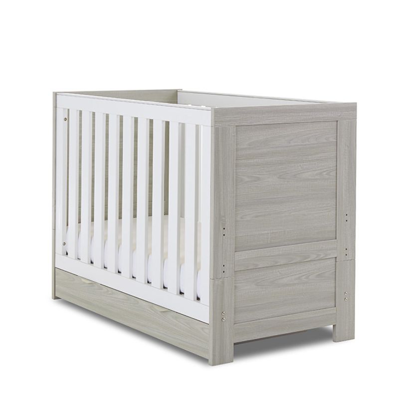 Obaby Nika Cot Grey Wash & White + Under Drawer