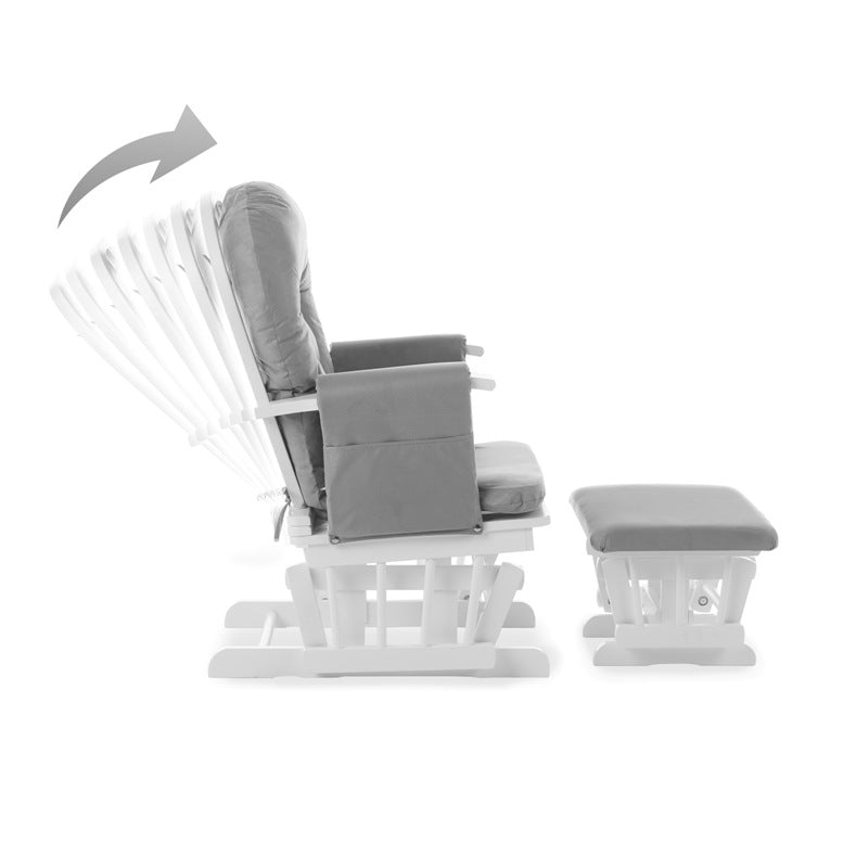 Obaby Reclining Glider Chair and Stool Grey