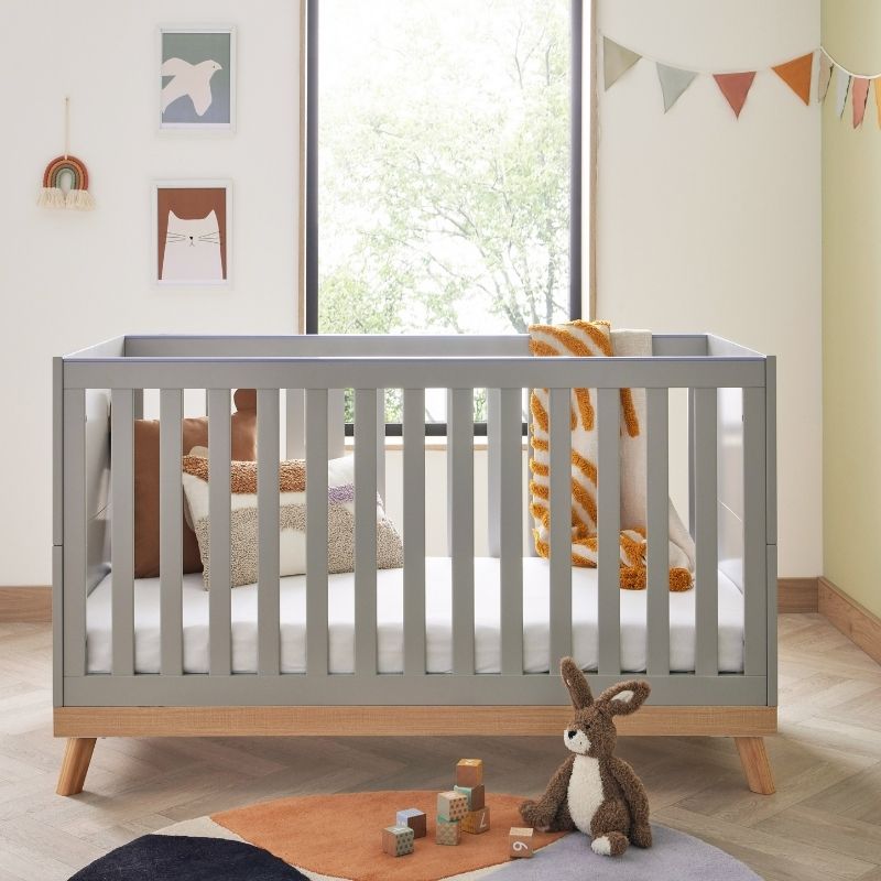 Babymore Mona Cot Bed White Grey