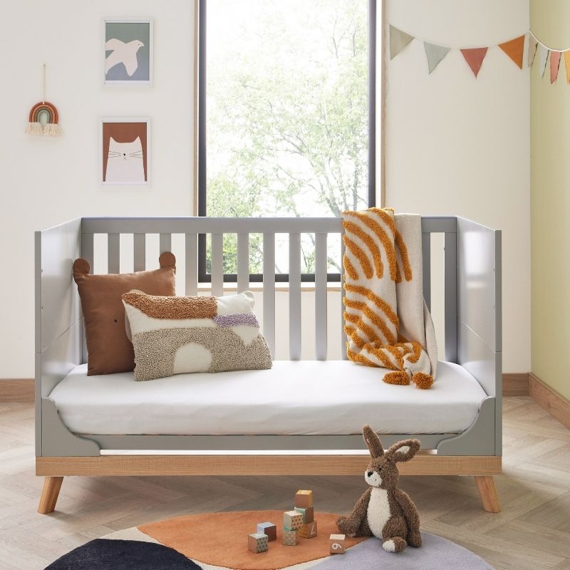 Babymore Mona Cot Bed White Grey