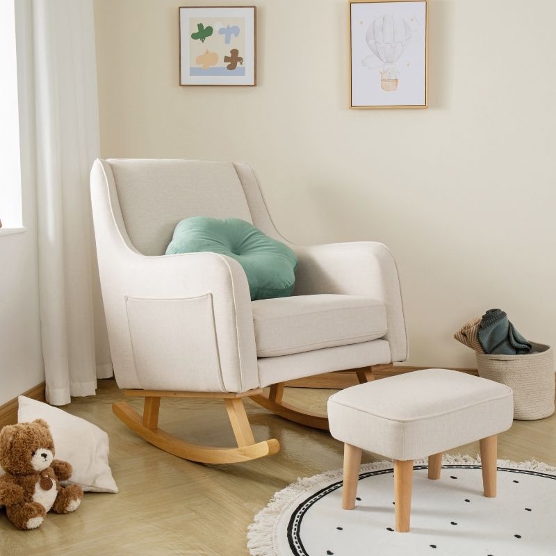 Babymore Ida Nursing Chair with Stool Ivory