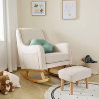 Thumbnail for Babymore Ida Nursing Chair with Stool Ivory